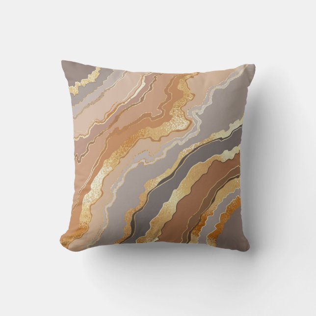 Almofada Elegante Dourado Marble: Fundo Estilizado. (Frente)
