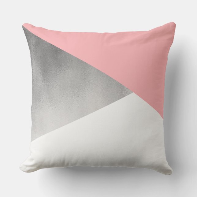 Almofada elegante e moderno, preto-de-prata, cor-de-rosa (Frente)