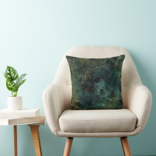 Almofada Elegante Emerald Green E Dourada Glitter Pillo