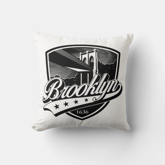 Almofada Elegante Escudo do Brooklyn e Design Swoosh (Frente)