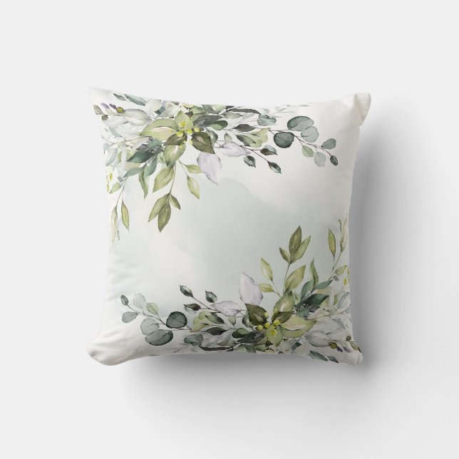 Almofada Elegante Eucalyptus Greenery Watercolor (Frente)