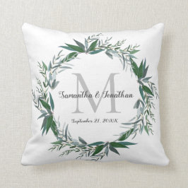 Almofada Elegante Eucalyptus Monograma — Casamento Branco