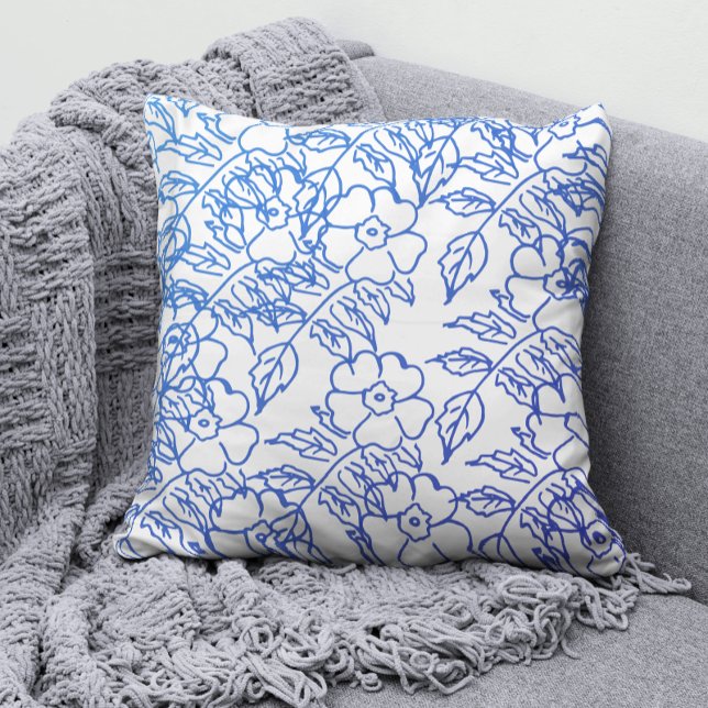 Almofada Elegante Flor de Blossom Estampa Floral em Branco (Criador carregado)
