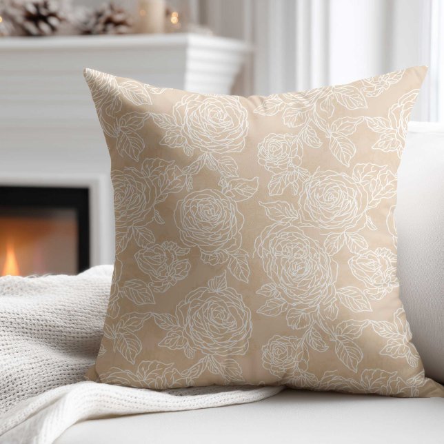 Almofada Elegante Flor de Rosa Branca (Criador carregado)