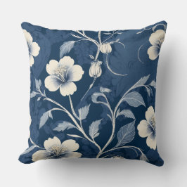 Almofada Elegante Floral Botânico Azul