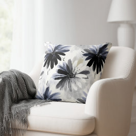 Almofada Elegante Floral Cinza