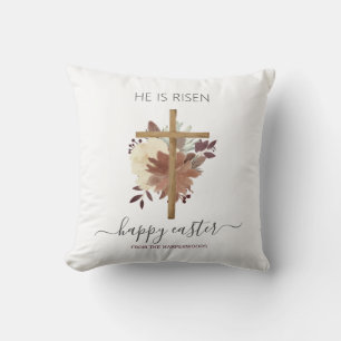 Almofada Elegante Floral Felz pascoa Cross Christian