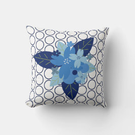 Almofada Elegante Floral Padrão Design Monocromático Azul