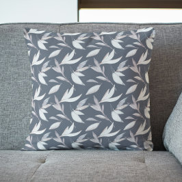 Almofada Elegante Folhagem Cinza Botânica Moderna 