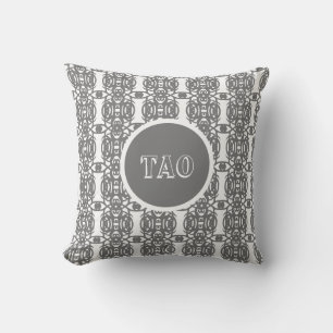 Almofada Elegante Forma Geométrica Abstrata Cinza e Branco