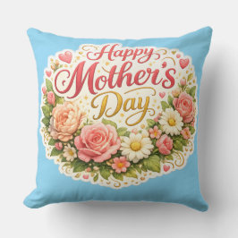 Almofada Elegante grinalda floral para o Dia das Mães feliz