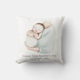 Almofada Elegante Happy First Dia de as mães Cute Watercolo