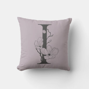 Almofada Elegante I Boho Monograma Floral Monograma Cinza L