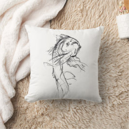 Almofada Elegante Koi Fish Abstrato Sketch