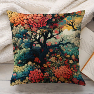 Almofada Elegante laranja queimada azul-turquesa dourado Na