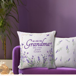 Almofada Elegante Lavanda Dourada Roxa Nós Te Amamos Vovó