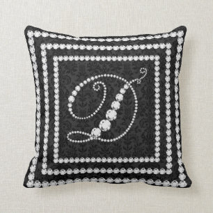 Almofada Elegante - Letra D Diamantes Estimulantes - Monogr