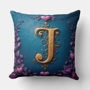 Almofada Elegante Letra Dourada J Inspirada no Amor e na Na