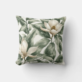 Almofada Elegante Magnólia Branca Acento Decorativo Botânic