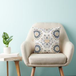 Almofada Elegante Mandala Dourado Azul Marinho