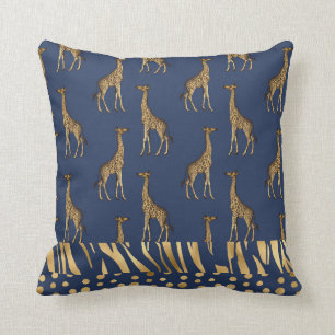 Almofada Elegante Marinho Azul-Tigre Girafa Cheetah Impress