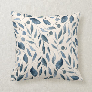 Almofada Elegante Moderna Aquarela Deixa Marinho Padrão Azu