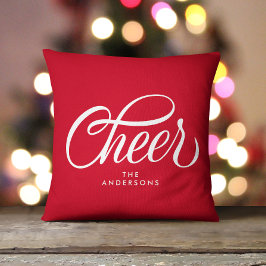 Almofada Elegante Moderno Festivo Vermelho Script Cheer Nat