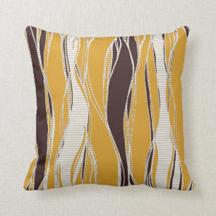 Almofada Elegante, moderno, linhas, ocre, castanho, branco