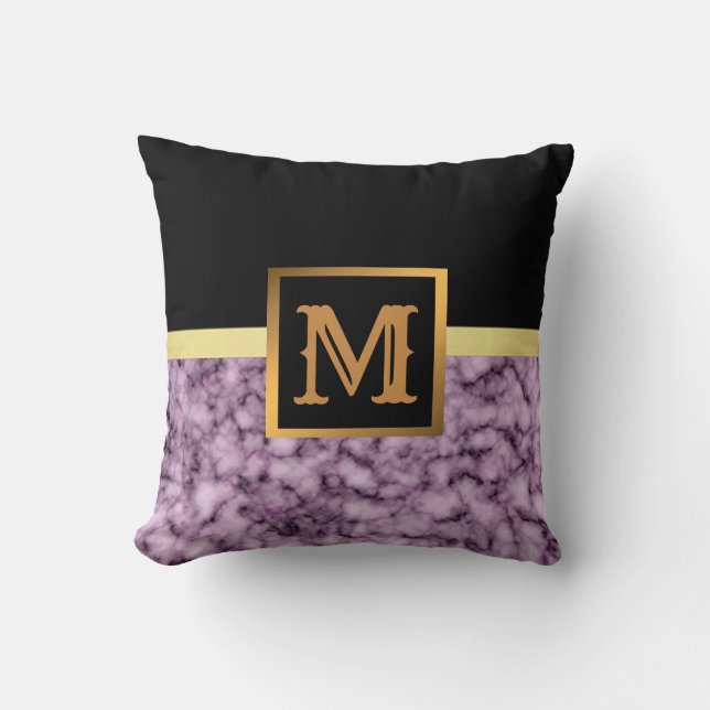 Almofada Elegante Moderno Marble Negro Dourado (Frente)