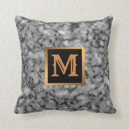 Almofada Elegante Moderno Marble Negro Dourado