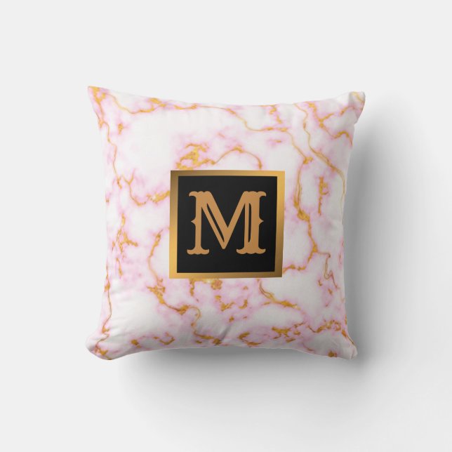 Almofada Elegante Moderno Marble Negro Dourado (Frente)