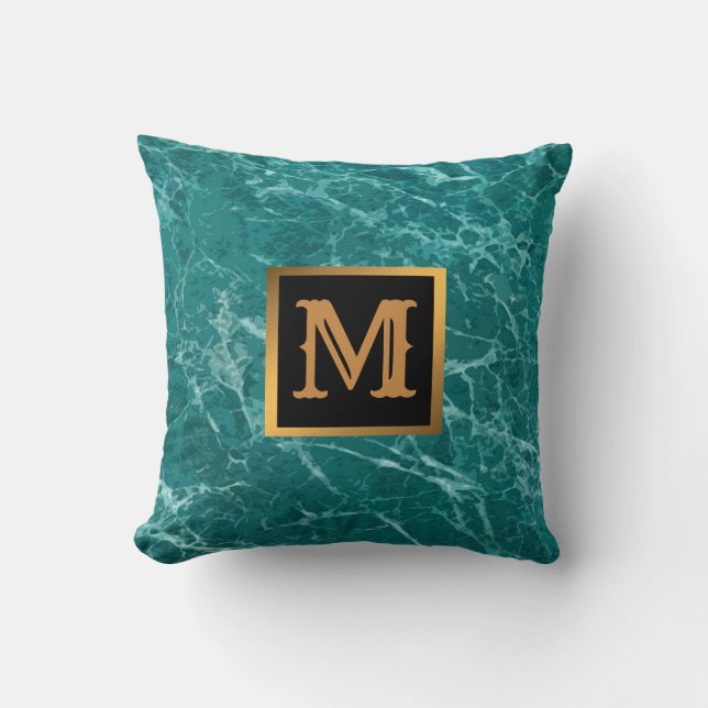 Almofada Elegante Moderno Marble Negro Dourado (Frente)