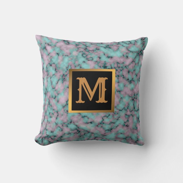 Almofada Elegante Moderno Marble Negro Dourado (Frente)