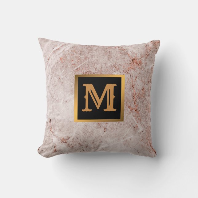 Almofada Elegante Moderno Marble Negro Dourado (Frente)