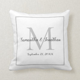 Almofada Elegante Moderno Monograma de Casamento Branco