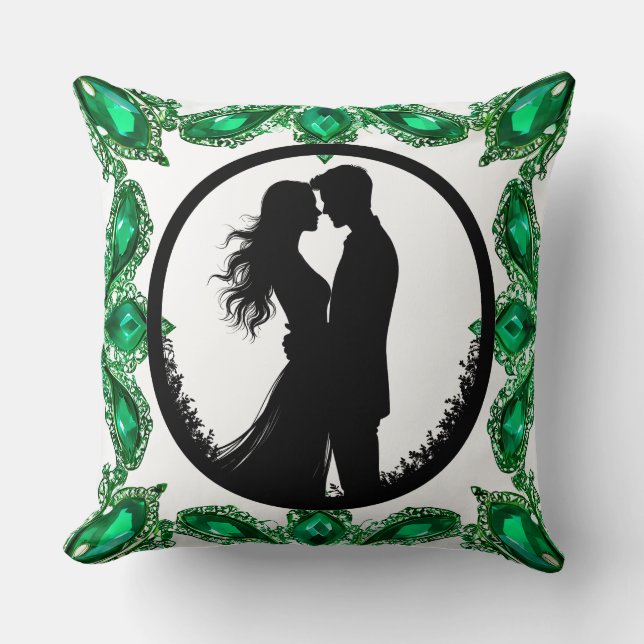 Almofada Elegante Moldura de Esmeralda Verde (Frente)