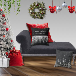 Almofada Elegante Natal Feliz Preto Brilhante Prata