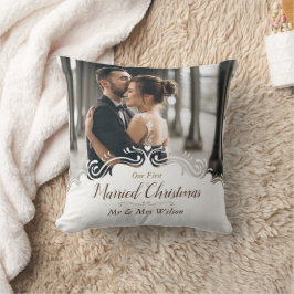 Almofada Elegante Nosso Primeiro Natal de Casados Uma Foto