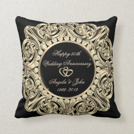 Almofada Elegante Ornamento Dourado  50º Aniversário de Cas