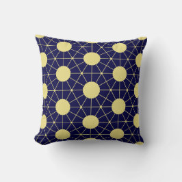 Almofada Elegante Padrão de Azulejos Geométricos Azul-Navy 