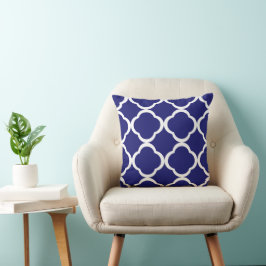 Almofada Elegante padrão de quatro folhas marroquino azul n