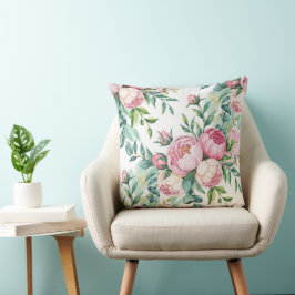 Almofada elegante padrão floral contínuo em estilo aquarela