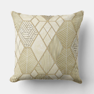 Almofada Elegante Padrão Geométrico Hexágono em Ouro - Márm