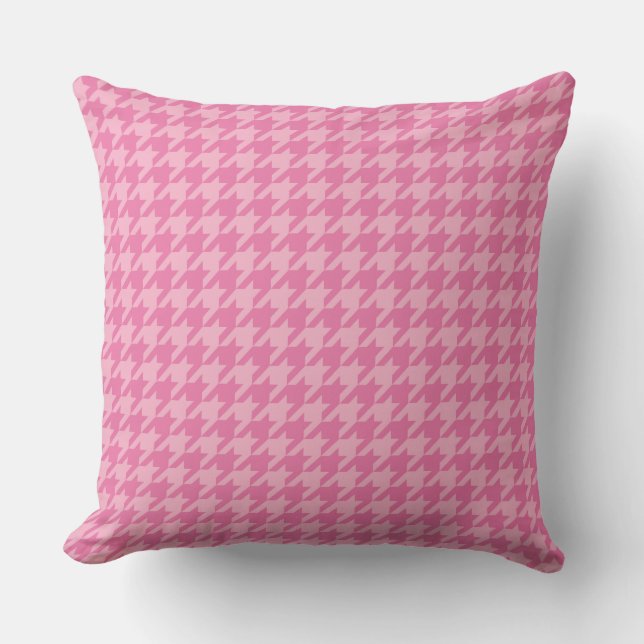 Almofada Elegante Padrão Houndstooth Rosa (Frente)