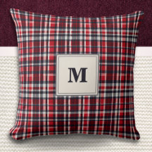 Elegante Padrão Xadrez Tartan com Monograma Estilo