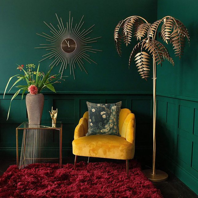 Almofada Elegante Pavão Art Nouveau (Criador carregado)