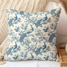 Elegante Pavão de Porcelana Azul Vintage