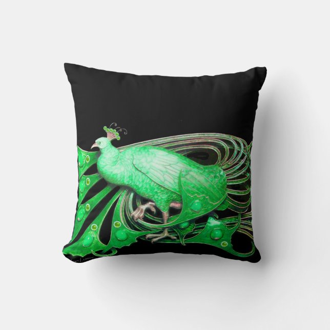 ALMOFADA ELEGANTE PEACOCK EM PRETO VERDE (Frente)