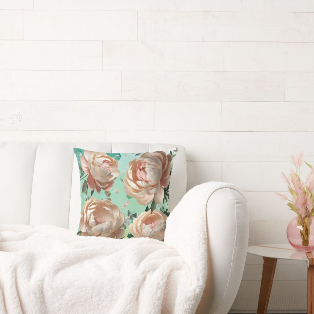 Almofada Elegante Peony Travesseiro decorativo Floral Home  (Sofá)
