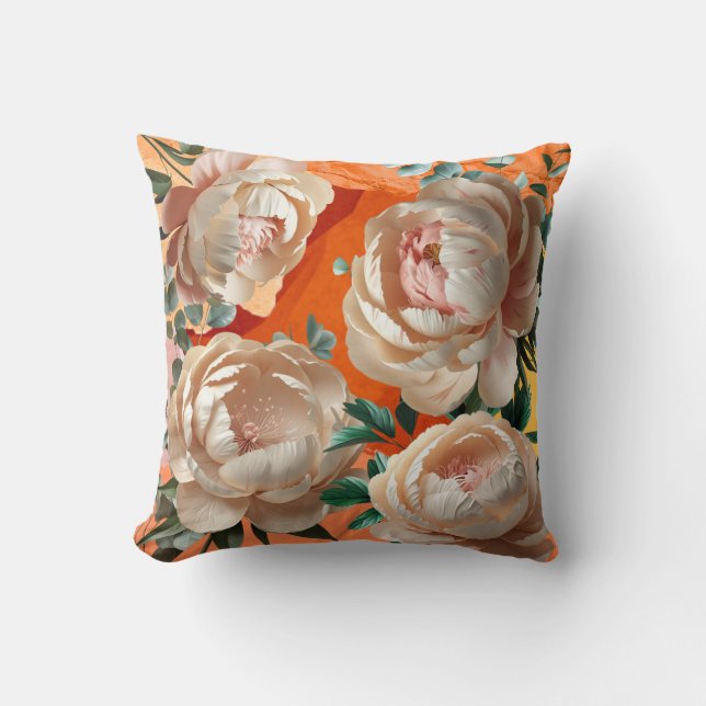 Almofada Elegante Peony Travesseiro decorativo Floral Home  (Frente)